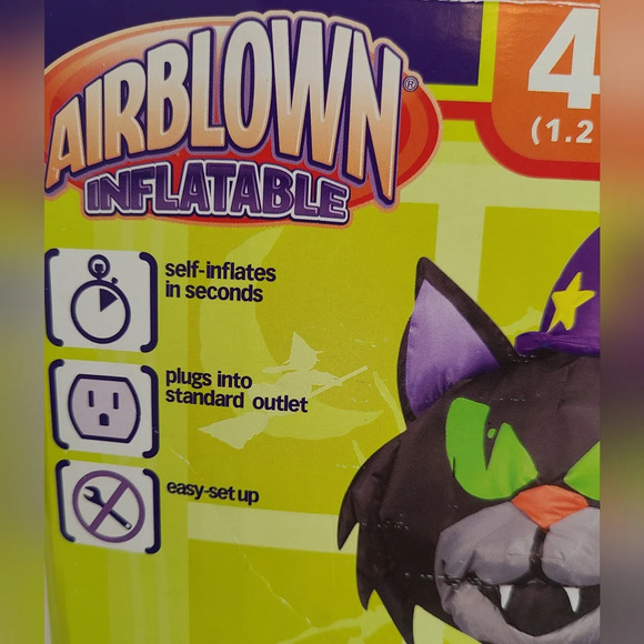 Rare 4 ft tall BLACK CAT WIZARD Airblown Inflatable by Gemmy 2007 Halloween - Picture 6 of 6